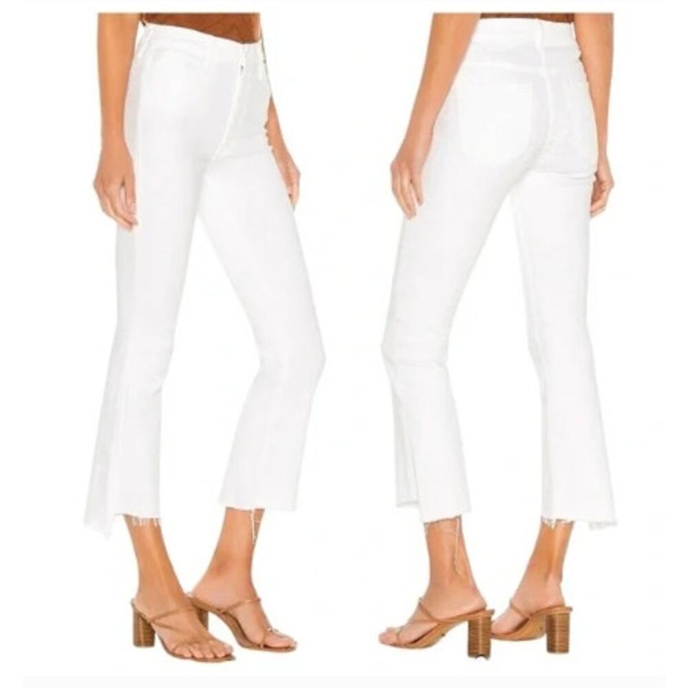 Mother The Insider Crop Step Fray Pants Jeans‎ In Glass slipper White Size 27